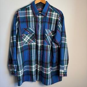 Backpacker Sportswear Men's VINTAGE Long‎ Sleeve Plaid Flannel Button Shirt XXL